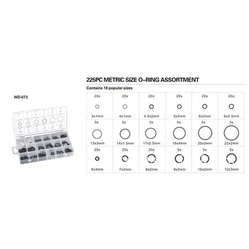 

225 Pcs/Set 18 Sizes Car Vehicle Rubber O-Ring Washer Seals Gasket Assortment Set Sealing Oring Kit with Plastic Box