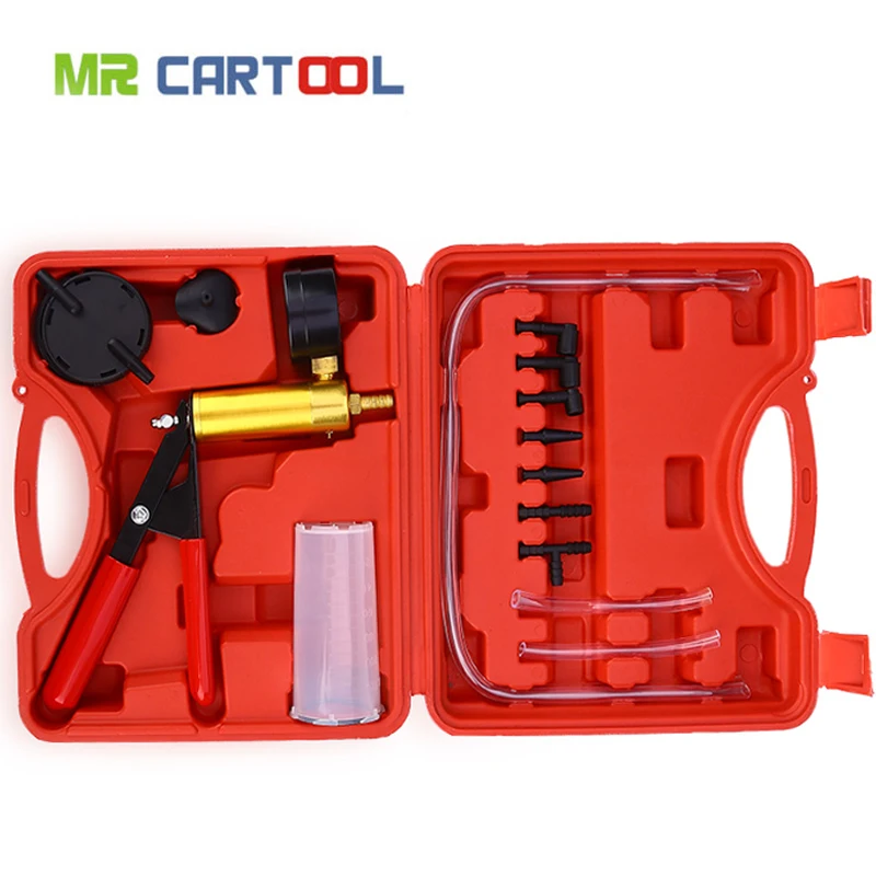 

2 in 1 Brake Bleeder And Vacuum Pump Tester Tool Kit Brake Fluid Bleeder Oil Change Hand Held Vacuum Pistol Pump Tester Kit