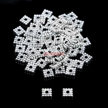 

JAKONGO 150pcs Antique Silver Plated Square Spacer Beads for Loose Beads Jewelry Making Accessories DIY Handmade Craft 5x5mm