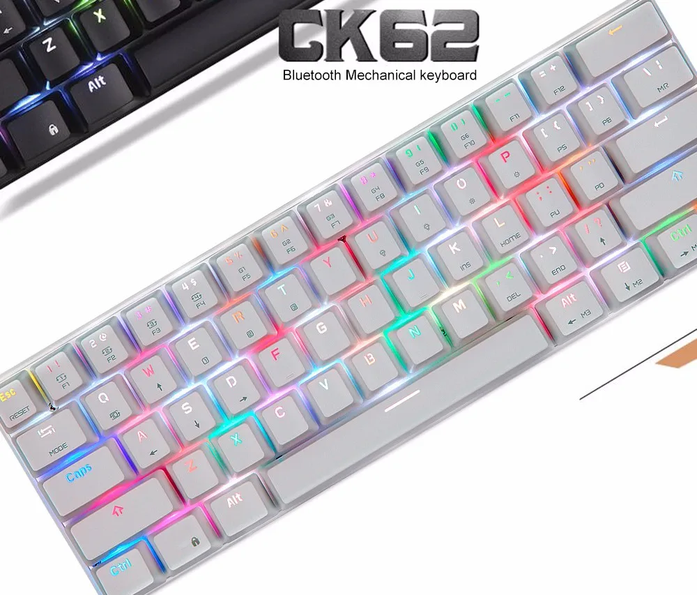 Motospeed CK62 Беспроводная Bluetooth механическая клавиатура RGB с подсветкой USB игровая клавиатура 61 клавиша Teclado Gamer PK CK104