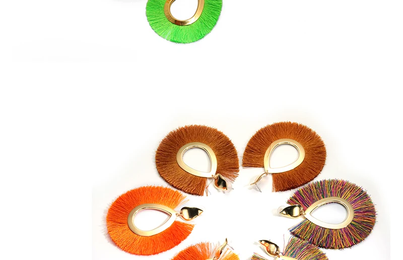 AYAYOO Big Fringed Tassel Earrings For Women Ethnic Circle Drop Earring Hanging Party Summer Holiday Earings Fashion Jewelry (2)