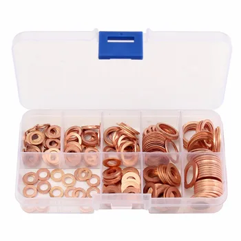 

New high-quality M5-M14 solid copper washers 200 / sets of flat-ring seat oil plug seal set