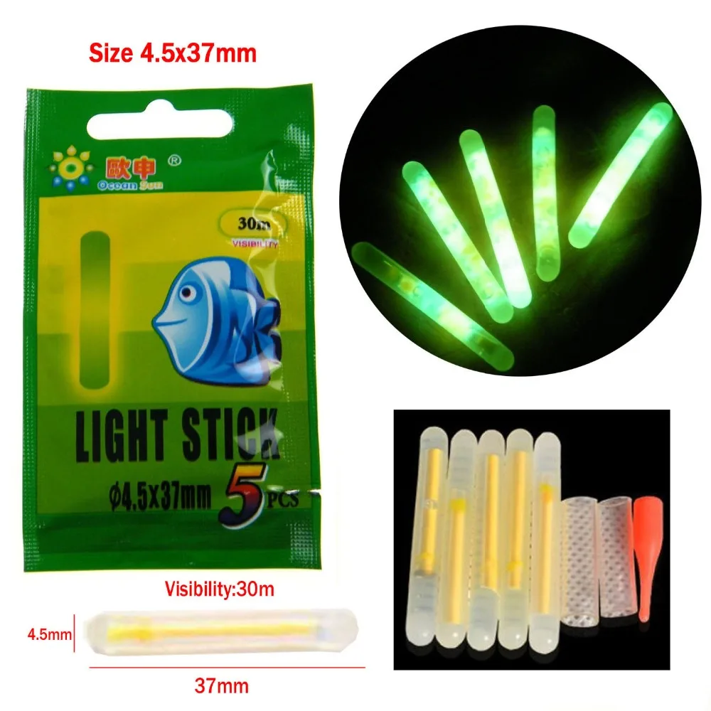 Free Air Post ! 250Pcs Lot  (1BOX=50Bags=250Pcs) Dia:4.5X37mm Fishing Lighting Stick Wand Green Colour Glow Stick