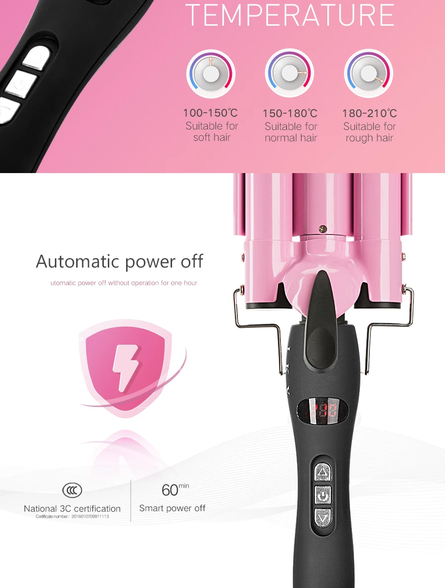 Modelador de Cabelo Nova Chegada Cerâmica Triplo Barris Curling Ferro Profissional Profunda Pérola Acenando Encaracolado Ferramenta Estilo Ikv 2020 6 pérola acenando encaracolado ferramenta estilo