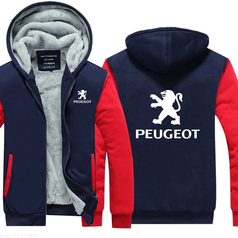 

Winter Warm male Thicken Hoodies Peugeot sweatshirt For men Zipper coats Fashion Brand Hoodie jackets