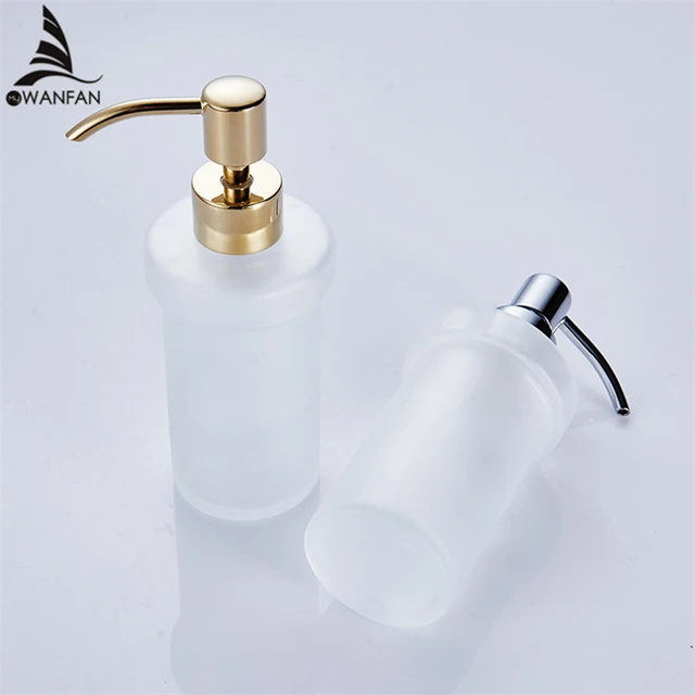 200ml Liquid Soap Dispensers Frosted Glass Brass Head Toilet Shower