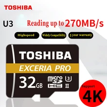 TOSHIBA-tarjeta de memoria M501 EXCERIA PRO U3 TF 32GB SDHC 64GB SDXC UHS-II Class10 U3 4K HD, velocidad de lectura de hasta 270 MB/s, tarjeta tf