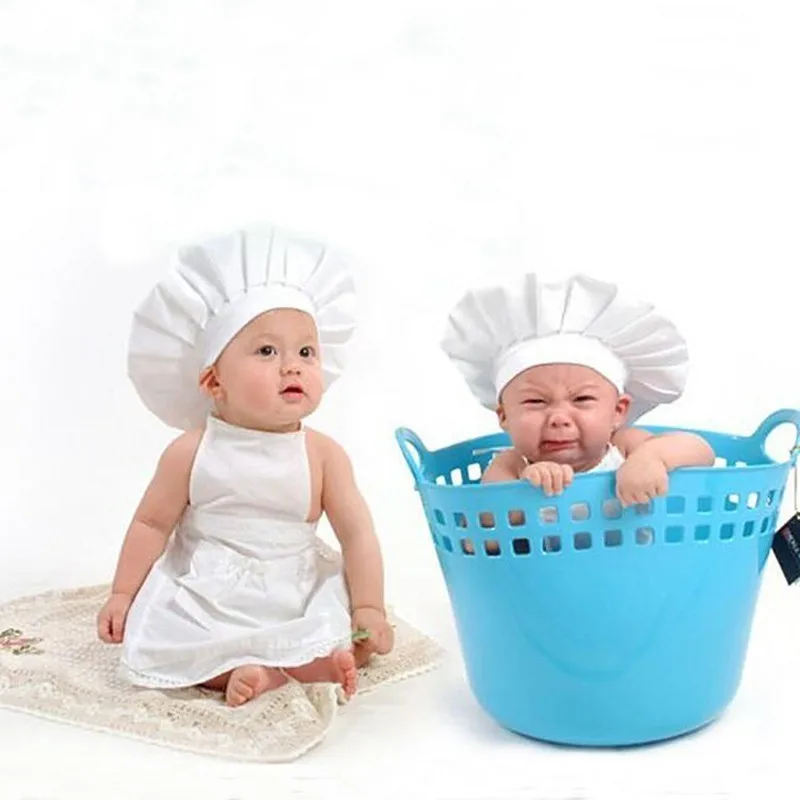 thumbnail image 2 of Baby Chef Costume Set - Newborn Photography Props With Hat & Apron 2 of 9