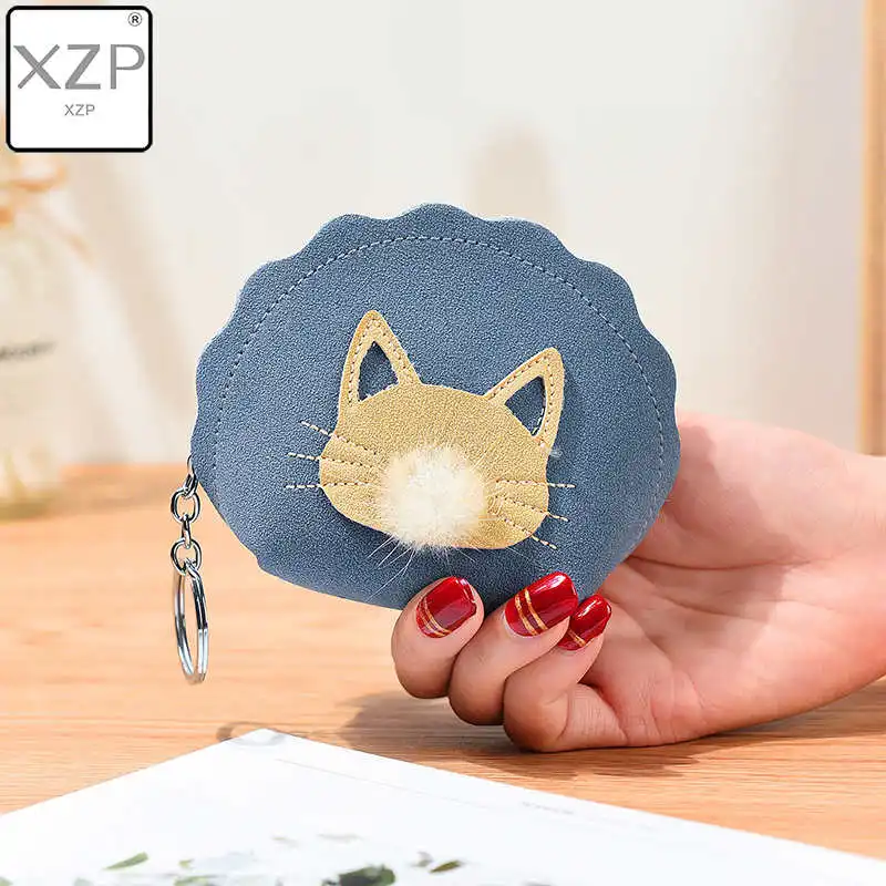 XZP маленький мини-чехол на молнии с кошкой и кошкой, держатель для монет, женские гелевые кошельки для девочек и детей, сумка для денег, сумка для монет, для детей - Цвет: Небесно-голубой