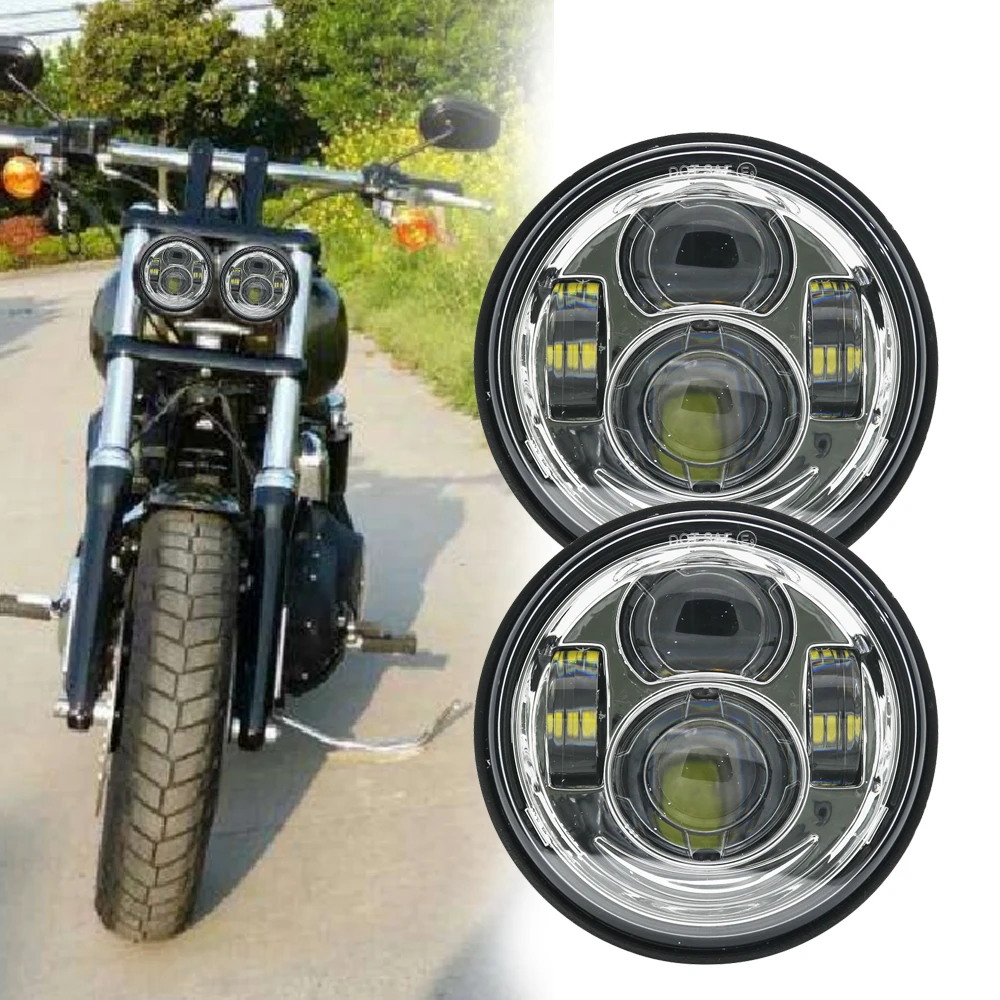 Double Round Chrome Twin Headlight Motorcycle Headlight For Harley