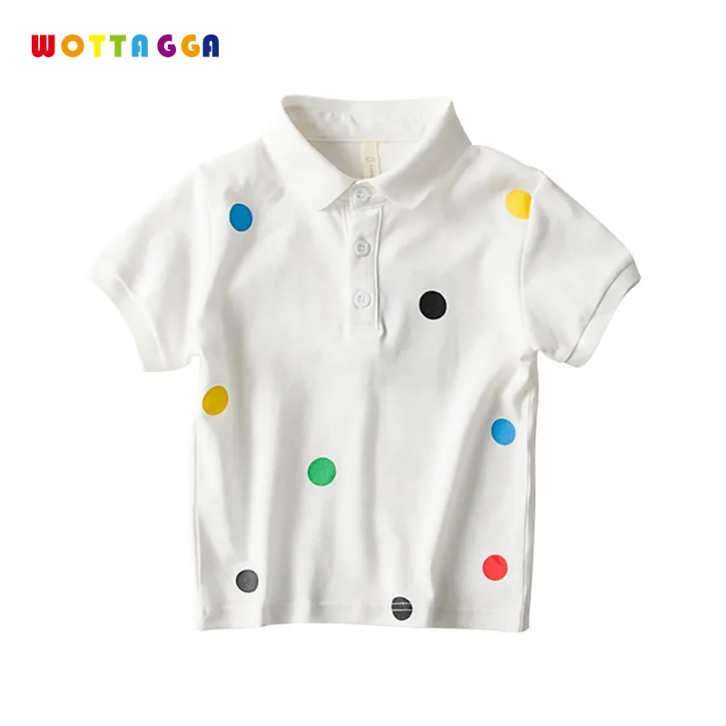 

WOTAGGA 2019 Spot Boy Summer Simple Short Sleeve Boys Turn-Down Collar Shirts Children Printed Shirt Top Tees Kids Shirt Childre