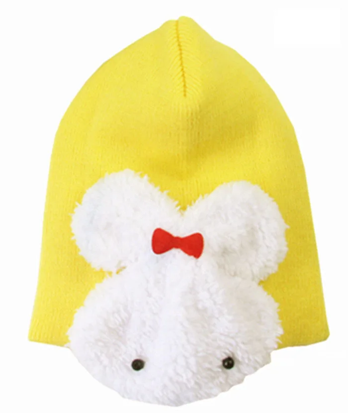 1 шт., милая детская шапка с мультяшным Кроликом, хлопковая шапка для младенцев, детские шапки - Цвет: Цвет: желтый