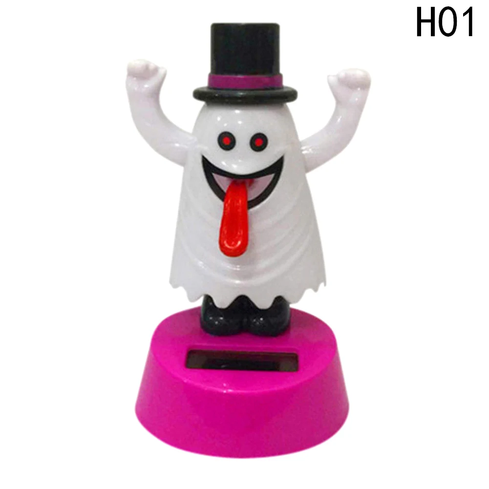 Halloween Shook His Head Doll Size 11*7*5 Cm Solar Powered Dancing Christmas Gift Swinging Animated  Toy Car Decor