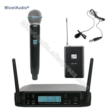 

2Channel UHF Bodypack+Handheld With Lavaliver Omnidirectional Wireless Microphone Frequency Adjustable Perfect For Stage Karaoke