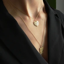 LouLeur серебро 925 пробы, ожерелье с прямоугольной подвеской, простое изображение, золотое ожерелье для женщин, Серебряное ювелирное изделие для шармов