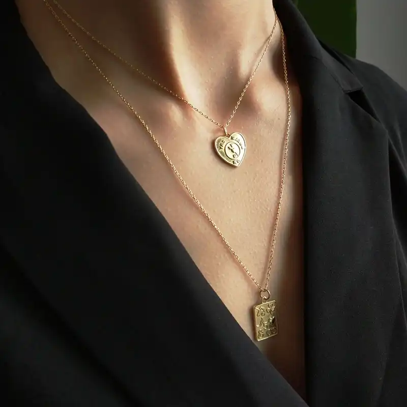 LouLeur 925 стерлингового серебра шаблон ожерелье с прямоугольной подвеской простое изображение золотое ожерелье для женщин серебряные ювелир...