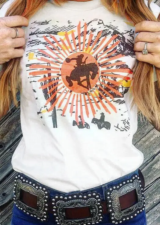 

Women Starburst Cowboy T-Shirt Tee White Summer 90S Friends Graphic T Shirts Oversized T Shirt Camisas Mujer 2019 Trendy Clothes