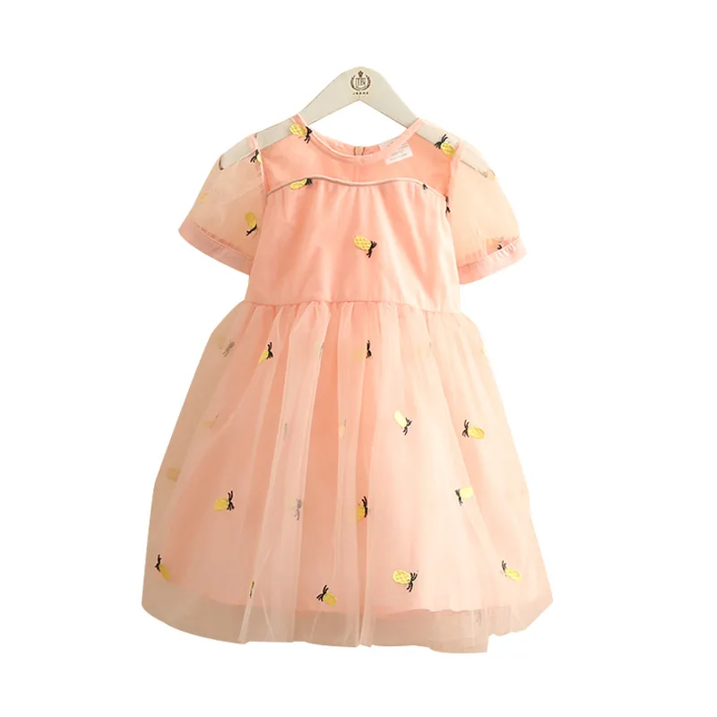 

Baby Summer 2009 New Girl Children's Embroidered Pineapple Sleeve Round Collar Little Girls