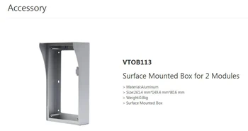 

DAHUA Surface Mounted Box for 2 Modules Without Logo VTOB113