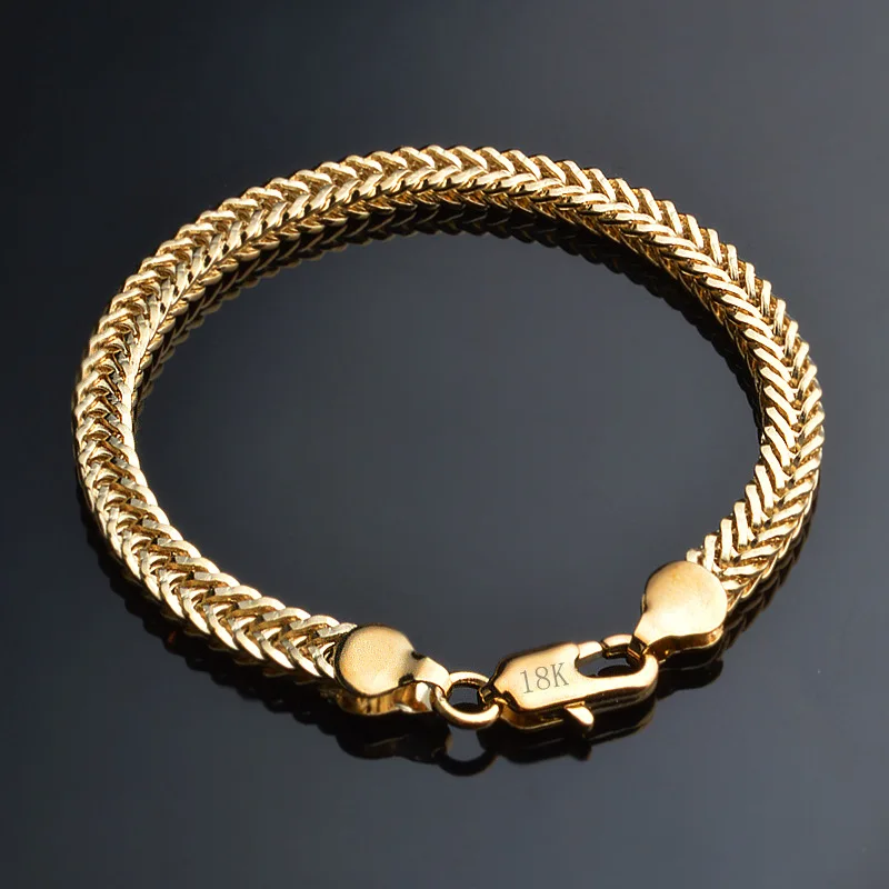 Горячая Распродажа цвет золотистый Для мужчин хип-хоп цепочка браслет 6 мм/21 см длинная цепочка из звеньев браслеты мужские модные ювелирные подарки