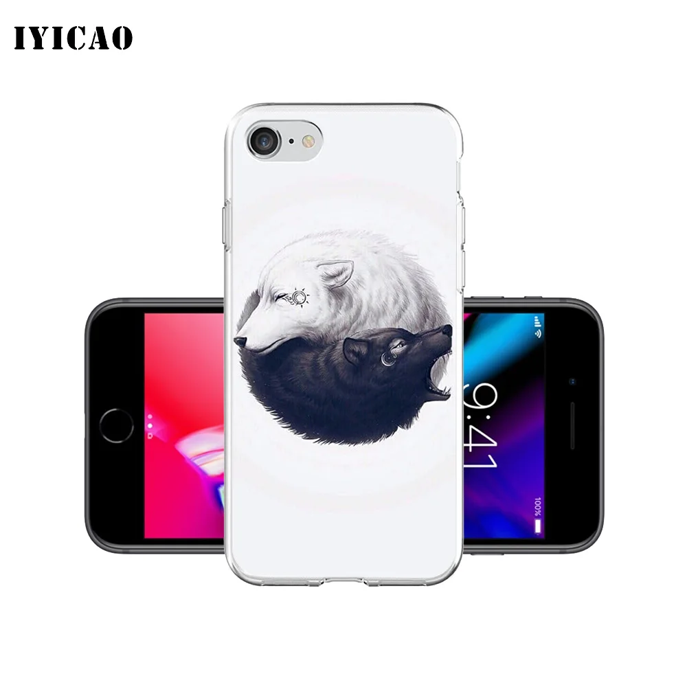 IYICAO классный волк лев тигр Мягкий силиконовый чехол для iPhone X XR XS MAX 6 6s 7 8 Plus 5 5S SE TPU