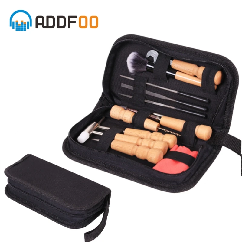 

ADDFOO 13Pcs/Set Guitar Tools Bag Set Guitar Repair File Kit Nut Files Ruler Turner Gauge Measurement Tool String Winder