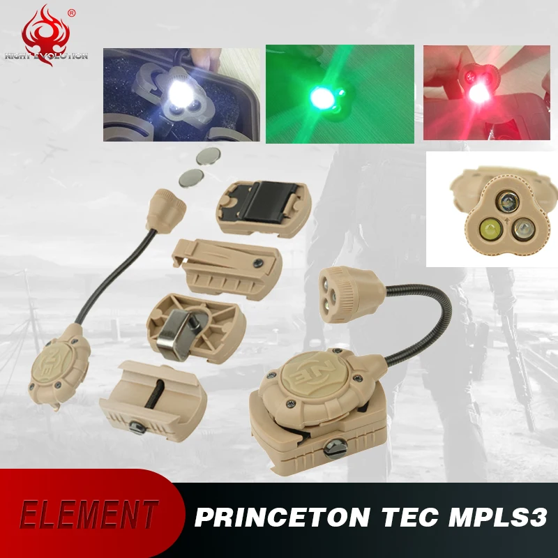 

Night Evolution Tactical Light For Helmet Princeton Tec MPLS3 Red Green LED Weapon Airsoft Light IR Laser Helmet Light NE05015