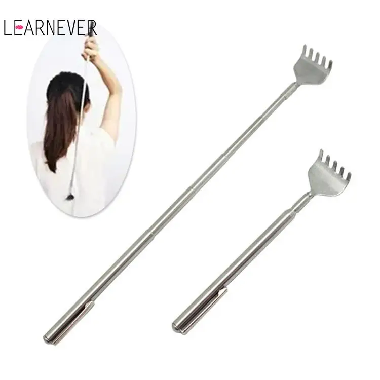 

Scratching Massage Kit Stainless Steel Telescopic Rake Portable Pen Clip Telescopic Back Scratcher Itch Scratch Massage Tool