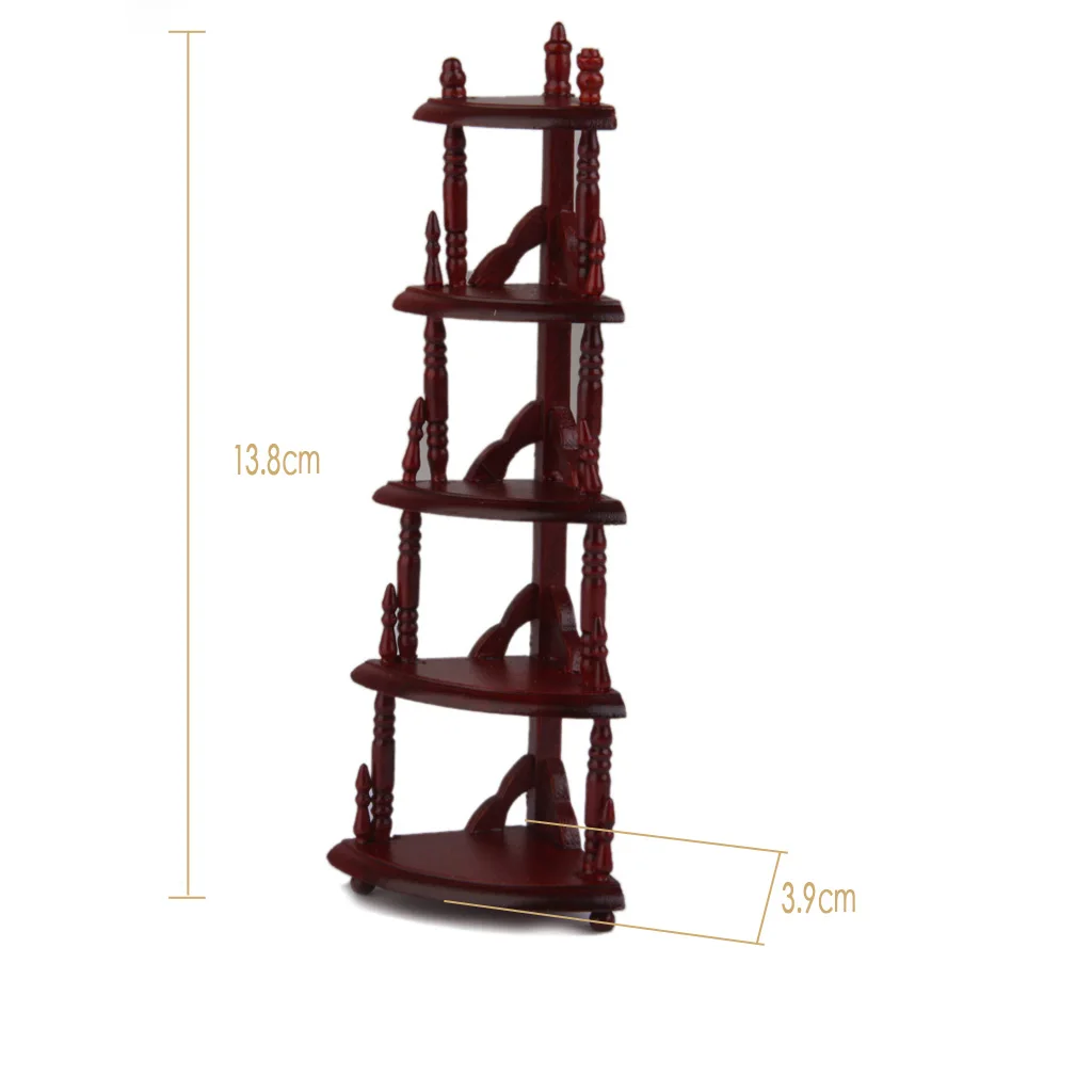 Деревянная угловая полка для кукольного домика в масштабе 1:12 Etagere кофейный домик