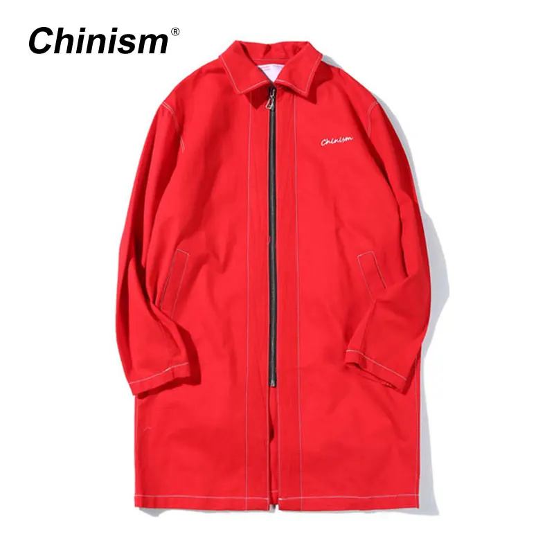 CHINISM Новый отложной воротник красный плащ Для мужчин свободные Повседневное