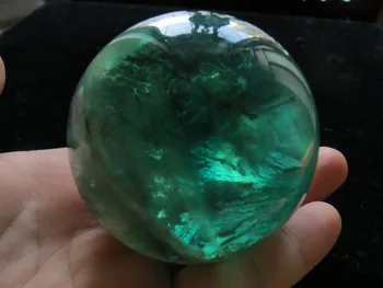 

04998 natural green fluorite rainbow quartz crystal sphere ball !!