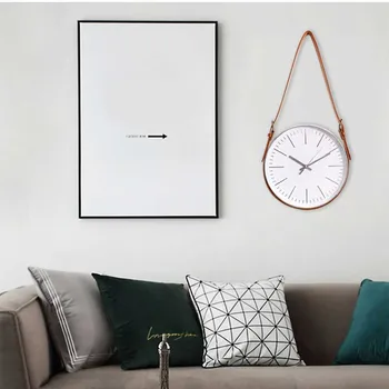 

Novelty Belt Wall Clock Mute Decorative Clock for Home Nordic round Decorative wall clock H99F