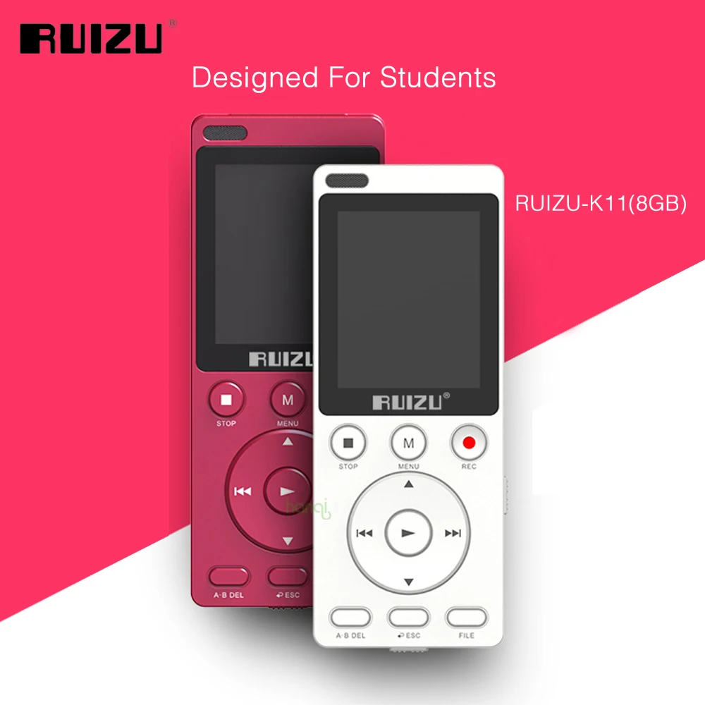 RUIZU K11 музыка Mp3 плеер Портативный цифровой голосовой Регистраторы встроенный динамик E-Book Поддержка карты памяти один ключ A-B Повторите для изучения