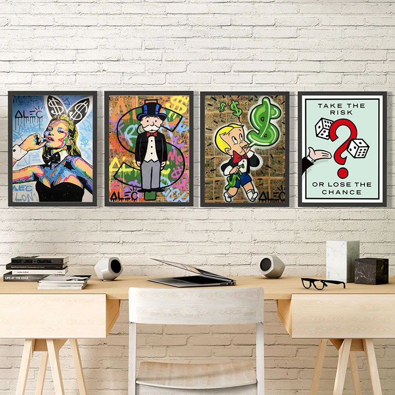 Алек Monopolyingly Wall Art Холст Картина уличный художник Скрудж макдак знак доллара статуя изображение для Гостиная Home Decor