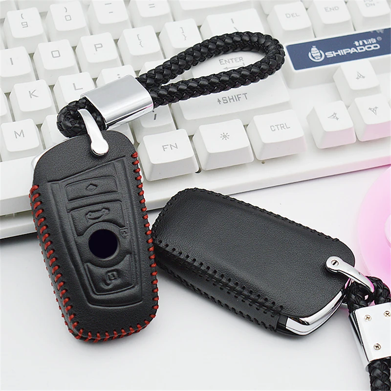 

Genuine Leather Car Key Case Cover for BMW 520 525 730li 740 118 320i 1 3 5 7 Series X3 X4 M3 M4 M5 Hand Woven Braid Key Holder
