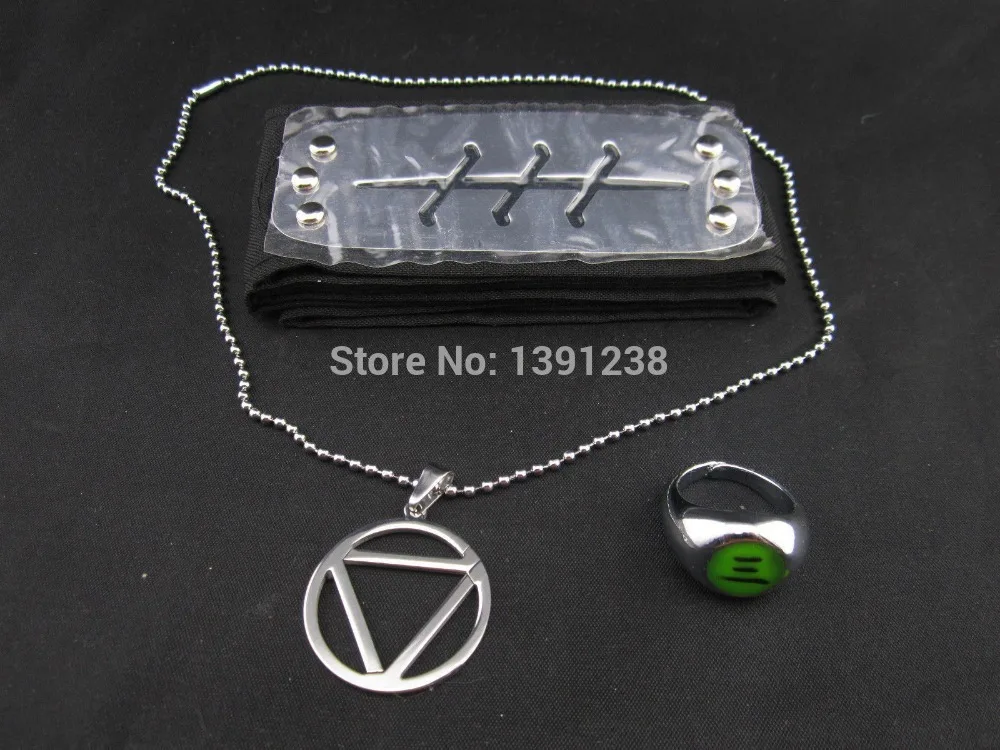 

Naruto Anime Cosplay Traitor headband Akatsuki Hidan headband+necklace+ring Weapons 3pcs