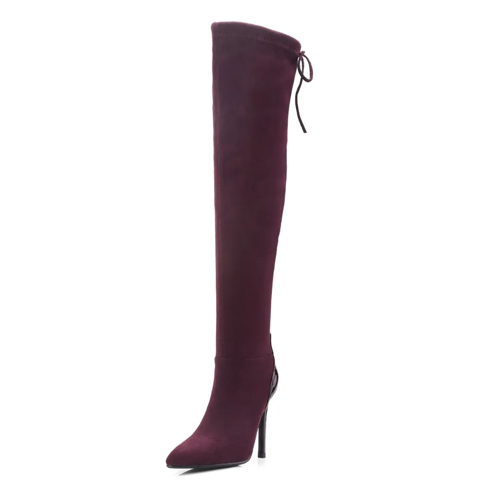 CDPUNDARI/ботфорты выше колена из эластичной ткани на высоком каблуке женские облегающие высокие сапоги Зимняя обувь женская обувь; botas altas mujer sobre rodilla