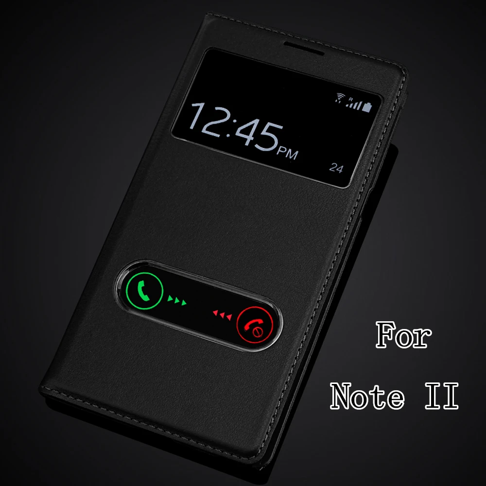 

Back Battery Housing Cover Case For Samsung Galaxy Note 2 Note2 N7100 N7108 Slim Touch View Shell Flip Leather Cases