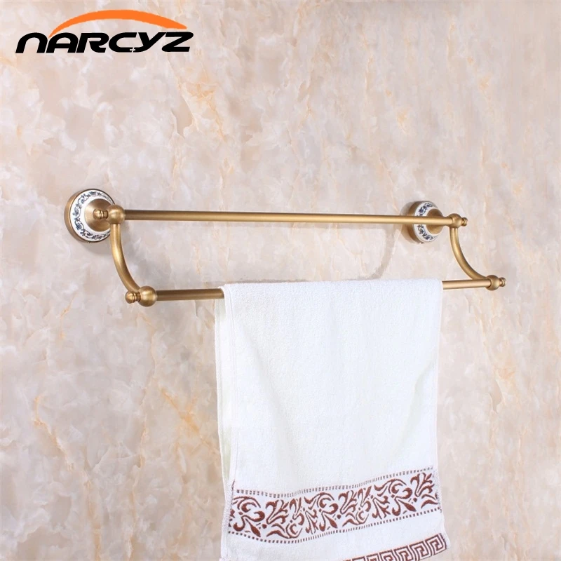 Towel Bars (24",60cm)Double Towel Bar With Ceramic Antique Bronze