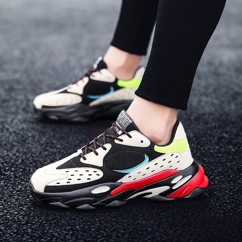 

Hip Hop Mens Chunky Sneakers Kanye fashion West casual Shoes Tenis Sapato Masculino Retro Platform Sneakers Basket striples