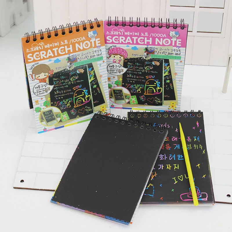 1 PC Scratch Note Black Cardboard Creative DIY Draw Sketch Notes for
