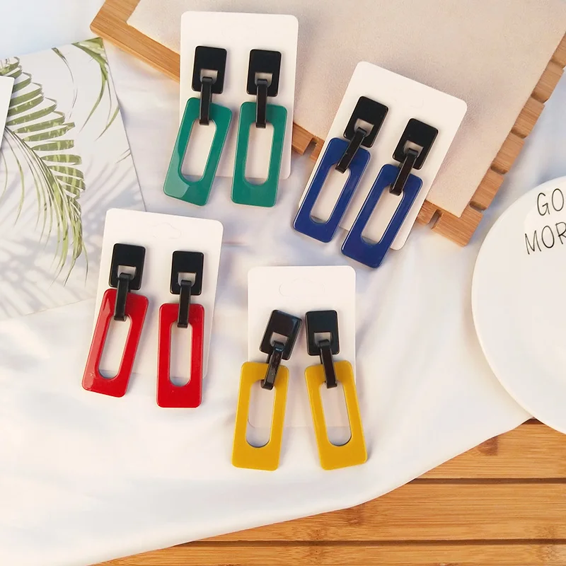 GuanLong Classic Drop Fashion Acrylic Earrings Women Statement Big Long Geometric Resin Dangling Earring Female Party Jewelry  (1)