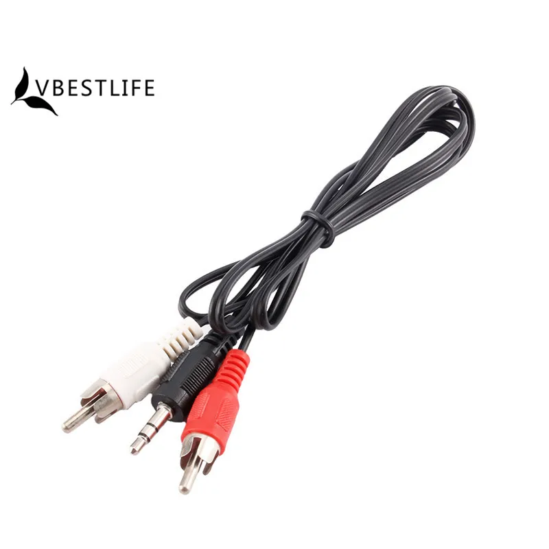 VBESTLIFE 1M Jack Male TO 2 RCA Male 3.5mm Audio Adapter Cable For iPod
