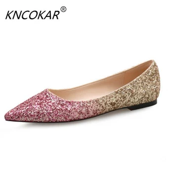 

2018 Autumn new Korean version of the pointillite flat shoes shingle flat shoes casual sneaker of bridesmaid wedding shoes