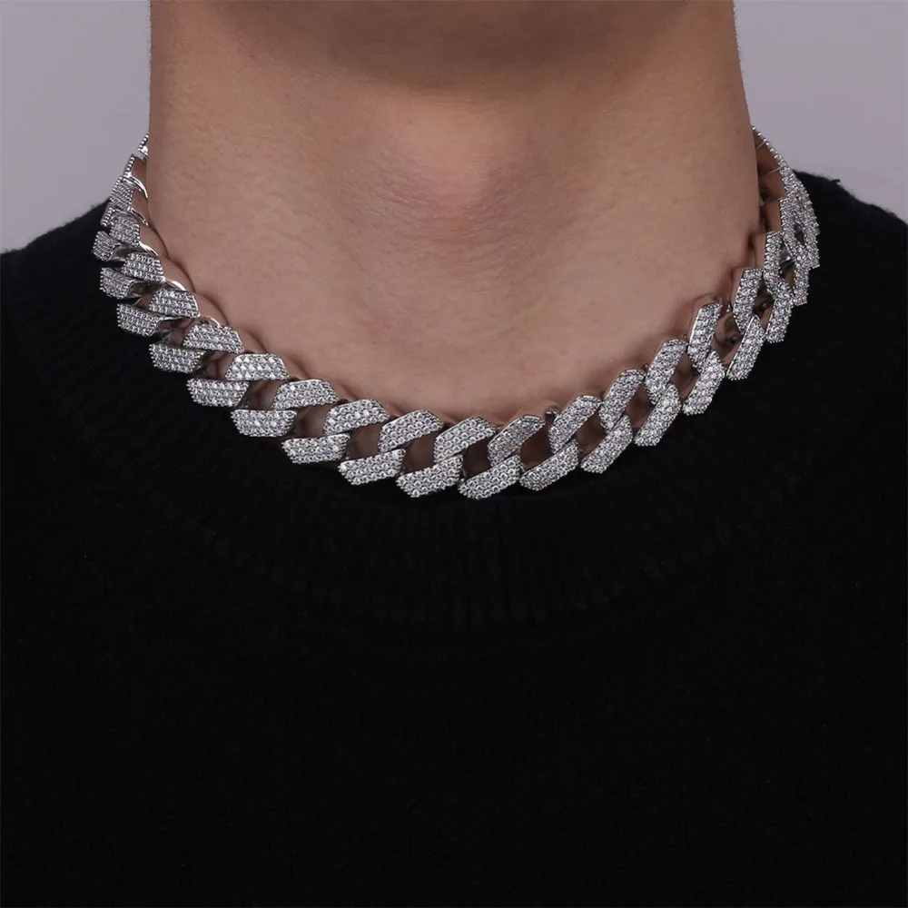 Ювелирные изделия JINAO в стиле хип-хоп, кубинская цепочка со льдом, ожерелье с тремя рядами кубического циркония, цепочка с микро павелинком, массивное ожерелье