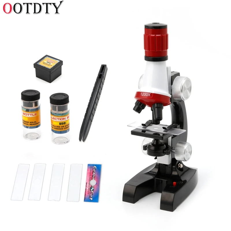 

OOTDTY Design Microscope 100X 400X 1200X Illuminated Monocular Biological Microscope for Children Education Toy Tool New