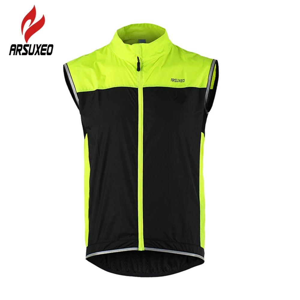ARSUXEO الدراجات سترة بلا أكمام الدراجات سترة يندبروف للماء MTB دراجة دراجة تنفس ملابس عاكسة