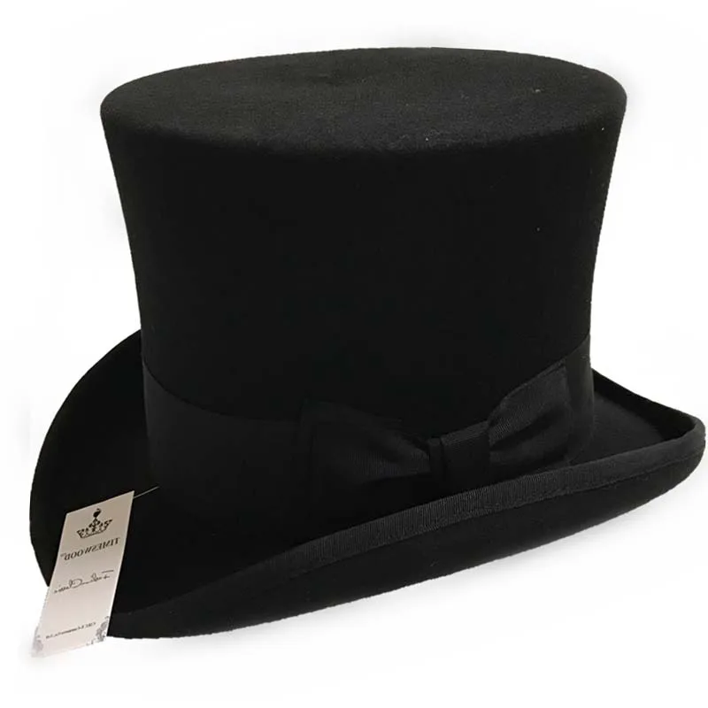 18cm Black Red Gray High Wool Top Hat For Men