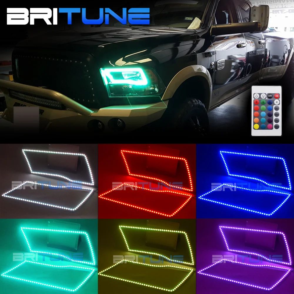 

Multi-Color RGB SMD LED Angel Eyes DRL Halo Rings Kit For Dodge Ram Sport Quad Trucks 2009-2016 Headlight Retrofit IR Controller