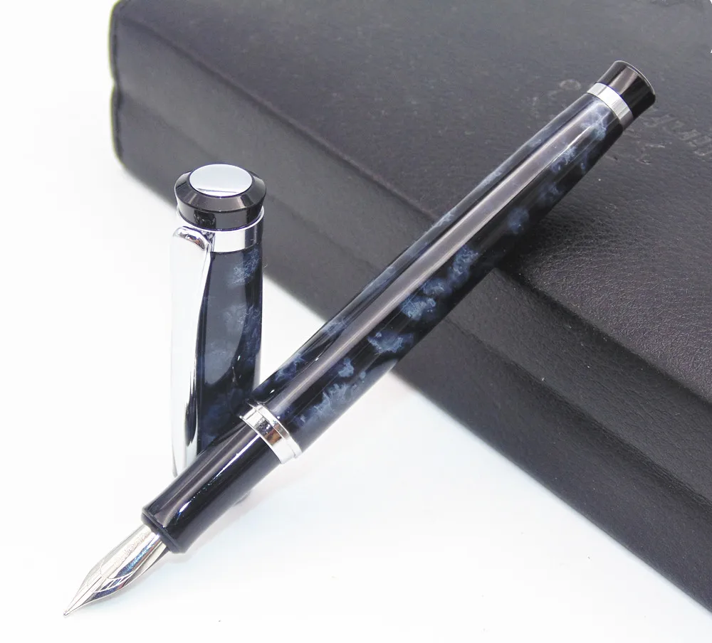 

Luxury High quality Baoer 508 White and Black Medium Nib Fountain Pen New office Student Stationery supplies ink pens